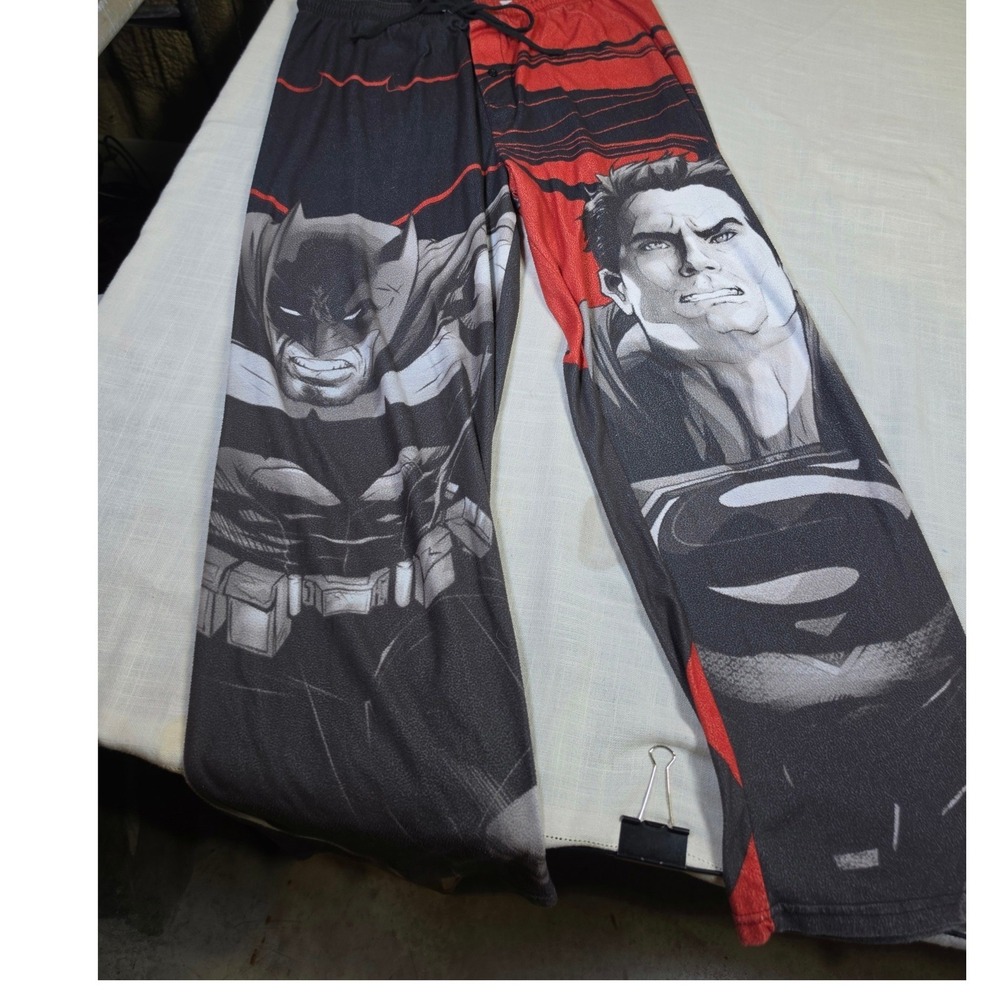 DC Comics Batman v Superman Dawn of Justice Lounge Pants Mens XL Red Black PJ
